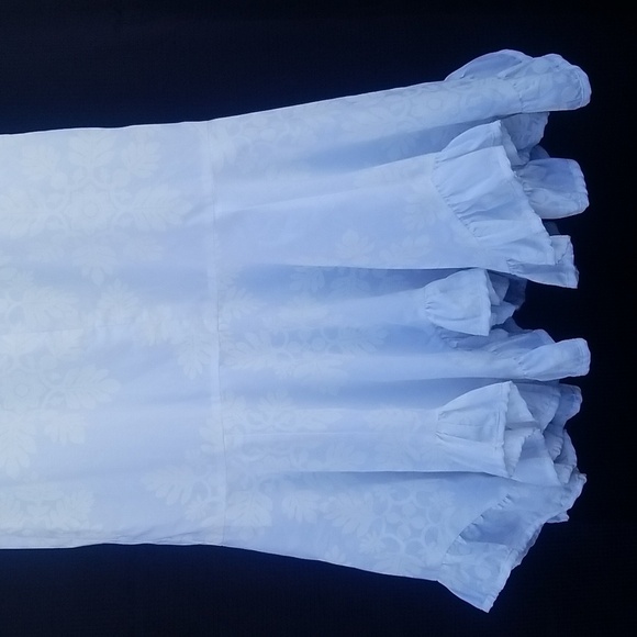 Hilo Hattie Elegant White Floral Dress 8 Zip Up With Ruffle Bottom - Picture 6 of 11